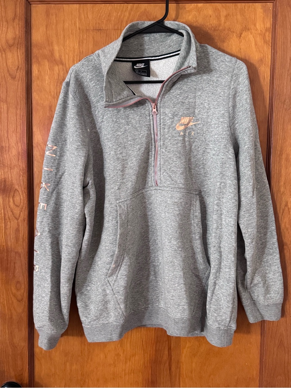 Nike Gray Quarter-Zip Pullover with Pink Accents